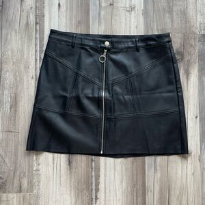 George Faux Leather Zip Up Mini Skirt